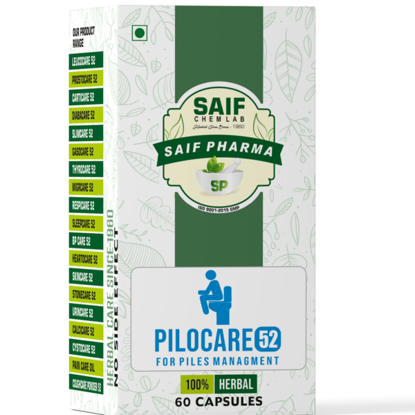 Pilocare 52 – Ayurvedic Relief from Piles, Fissures & Constipation | 60 Capsules